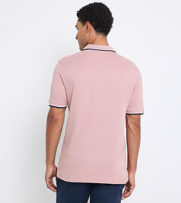 Contrast Tipping Short Sleeves Polo T-Shirt