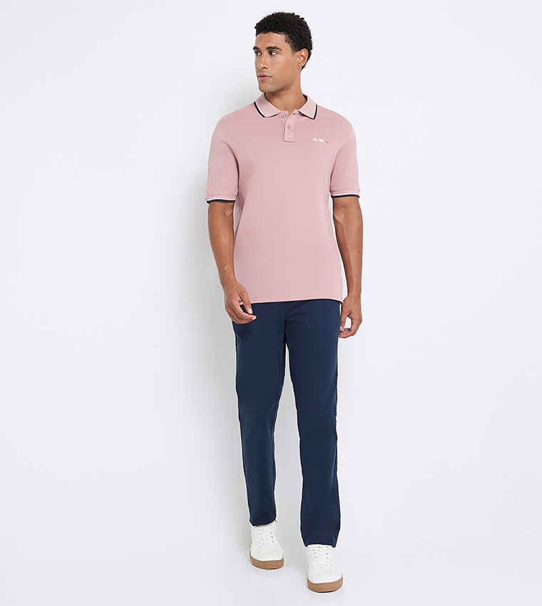 Contrast Tipping Short Sleeves Polo T-Shirt