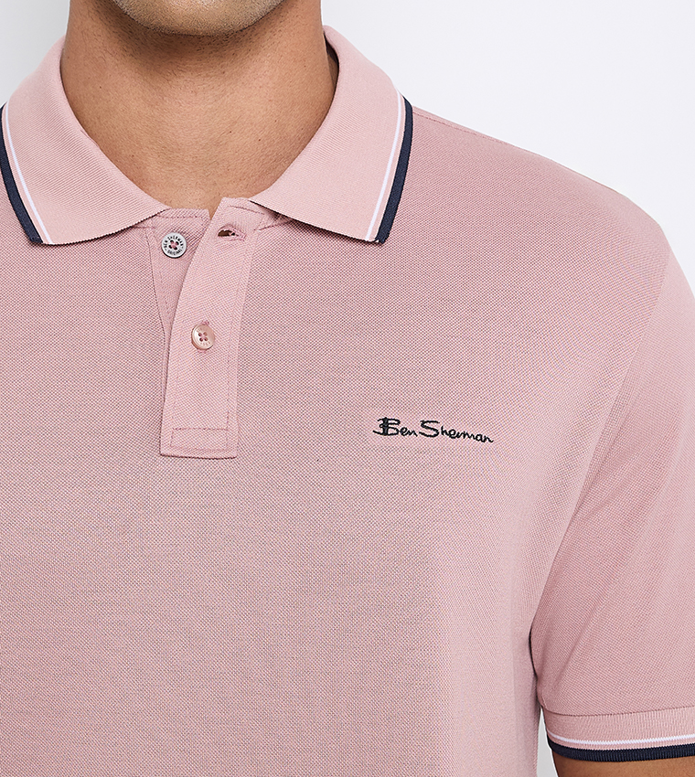 Contrast Tipping Short Sleeves Polo T-Shirt