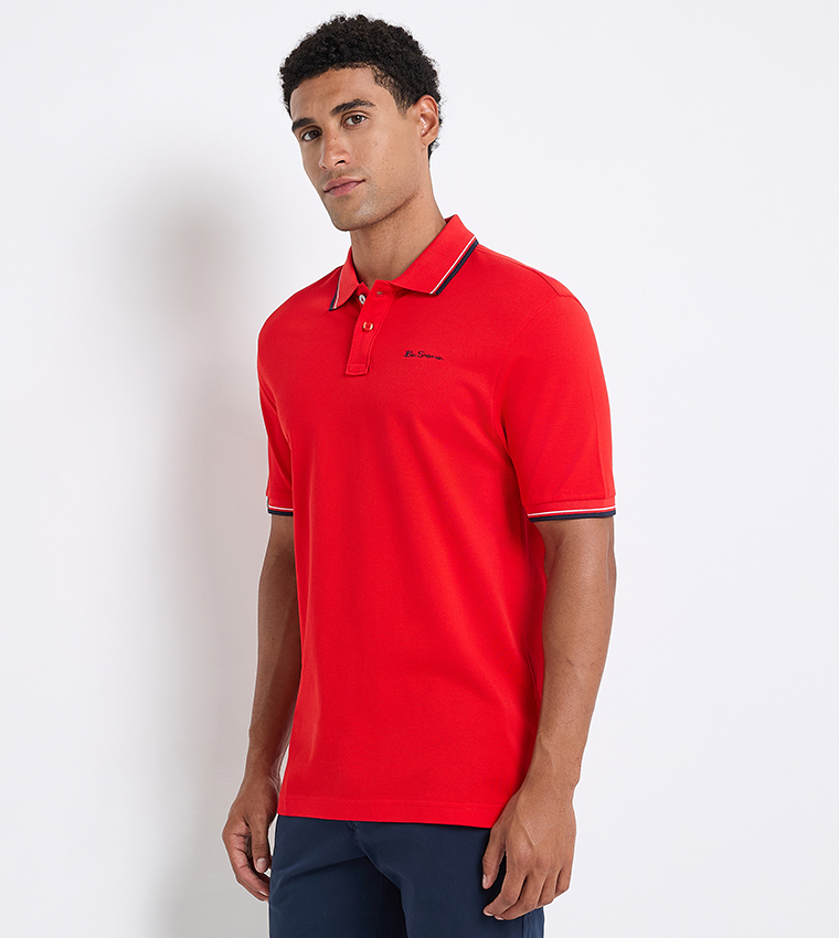 Contrast Tipping Short Sleeves Polo T-Shirt