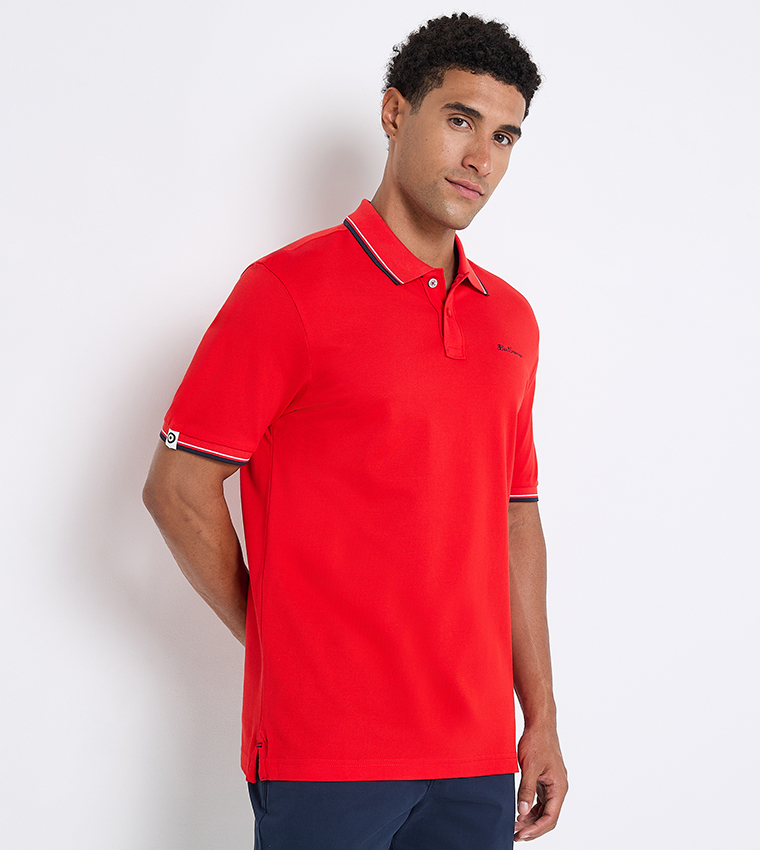 Contrast Tipping Short Sleeves Polo T-Shirt