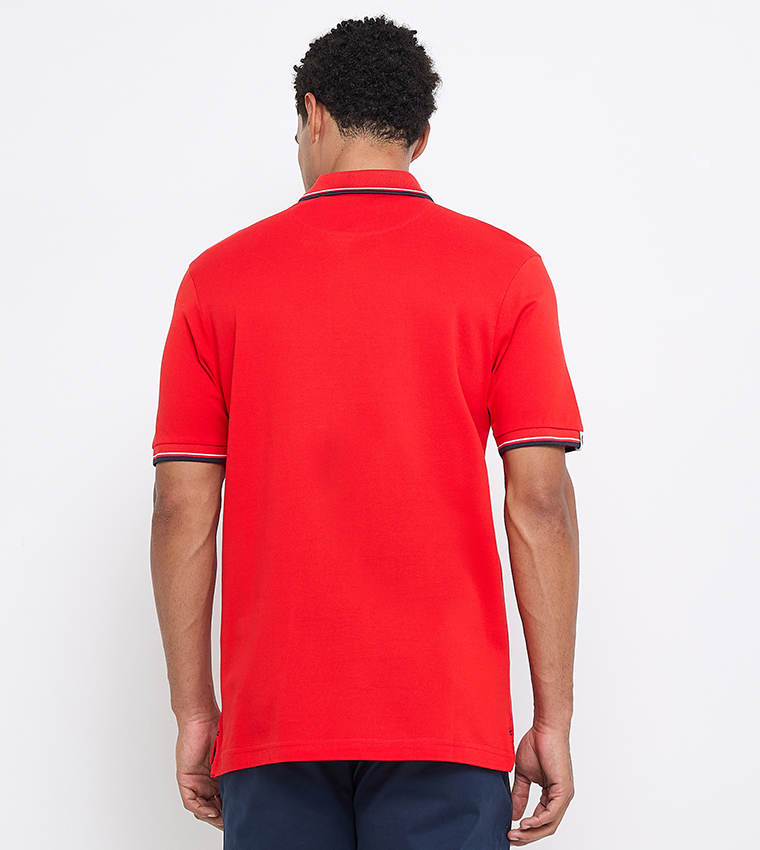 Contrast Tipping Short Sleeves Polo T-Shirt
