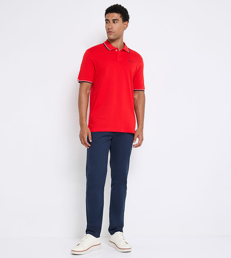 Contrast Tipping Short Sleeves Polo T-Shirt