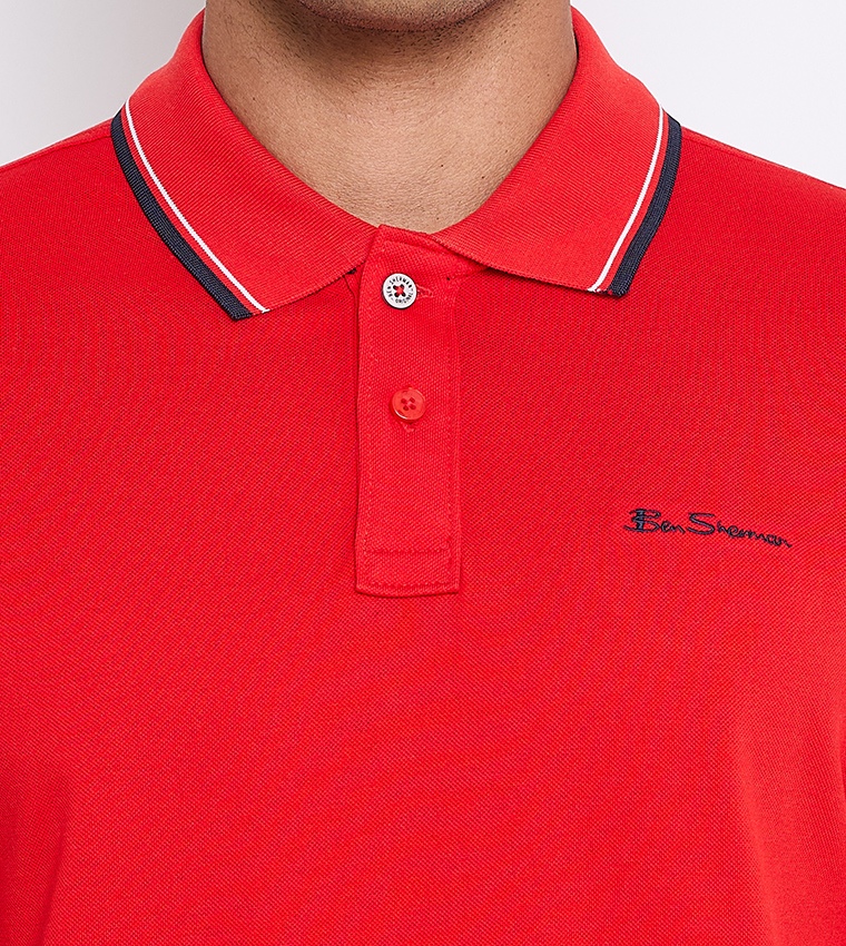 Contrast Tipping Short Sleeves Polo T-Shirt