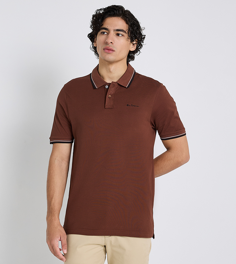 Contrast Tipping Short Sleeves Polo T-Shirt