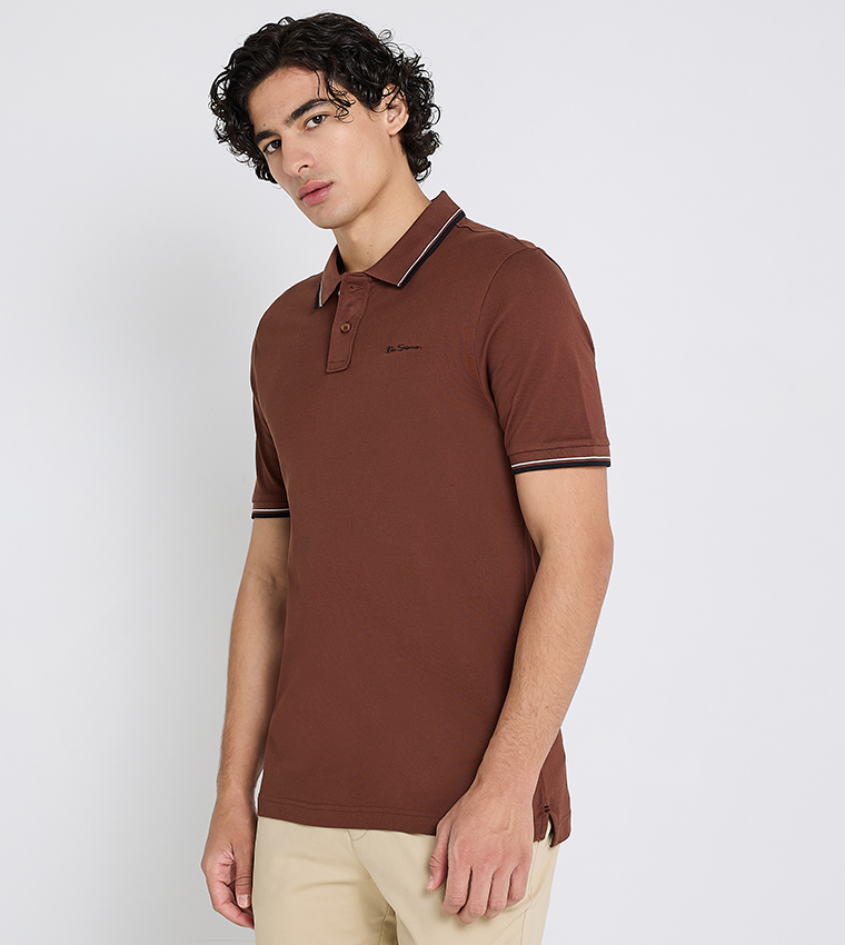 Contrast Tipping Short Sleeves Polo T-Shirt