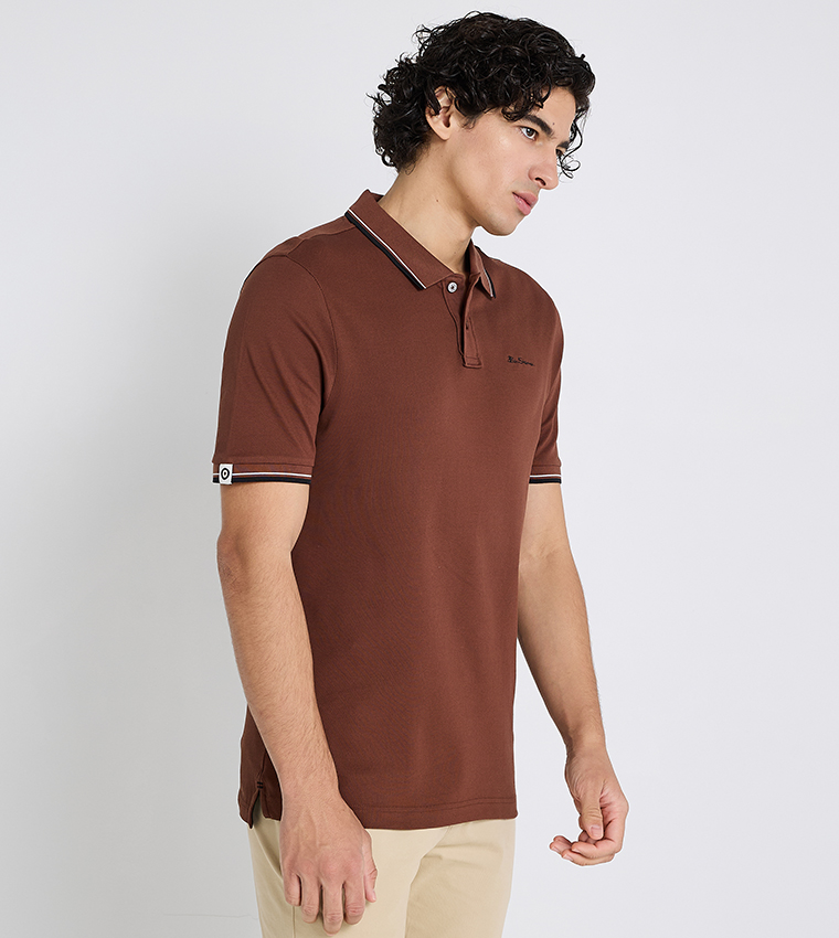 Contrast Tipping Short Sleeves Polo T-Shirt