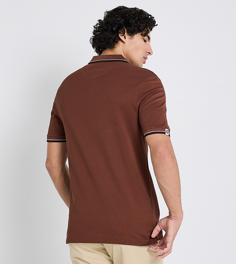 Contrast Tipping Short Sleeves Polo T-Shirt