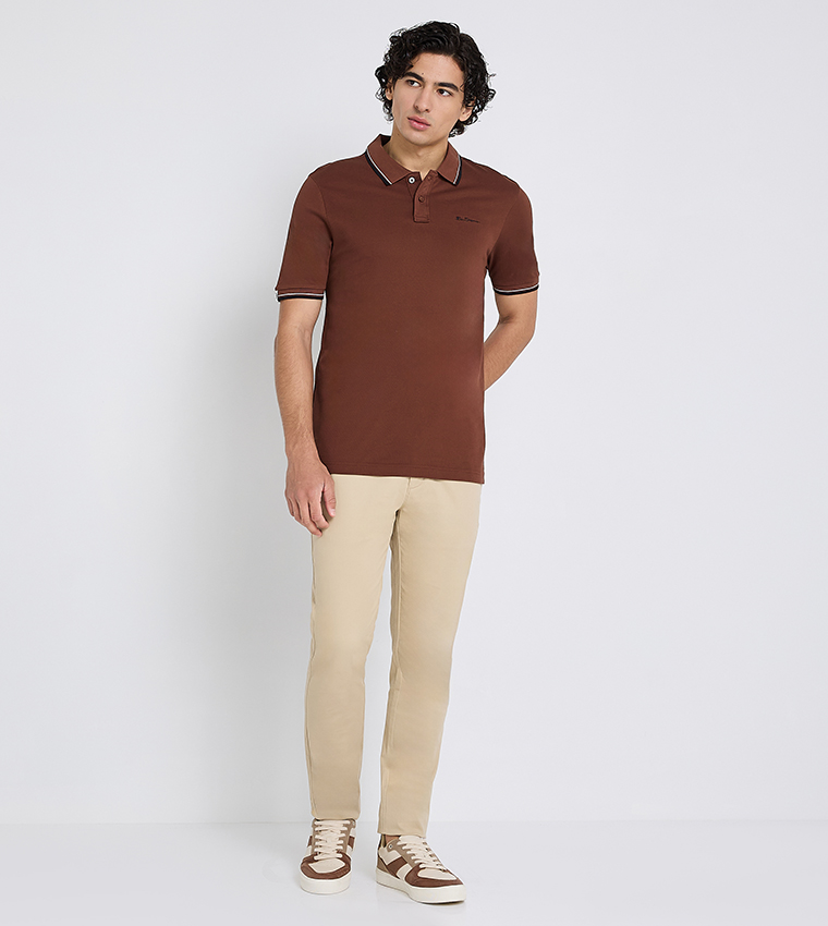 Contrast Tipping Short Sleeves Polo T-Shirt