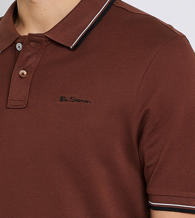 Contrast Tipping Short Sleeves Polo T-Shirt