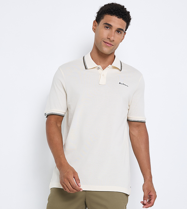Contrast Tipping Short Sleeves Polo T-Shirt