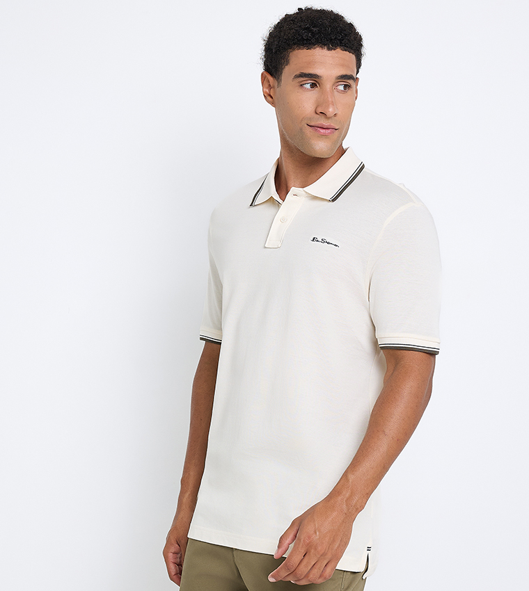 Contrast Tipping Short Sleeves Polo T-Shirt