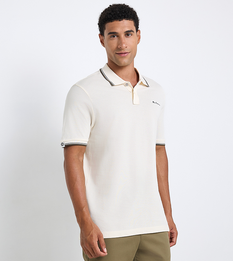Contrast Tipping Short Sleeves Polo T-Shirt