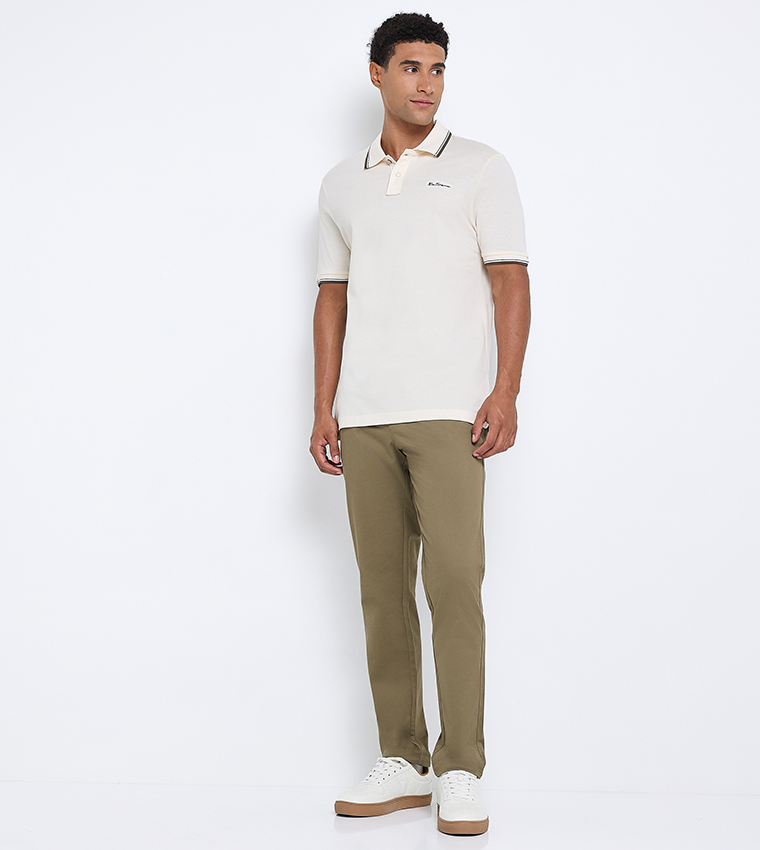 Contrast Tipping Short Sleeves Polo T-Shirt