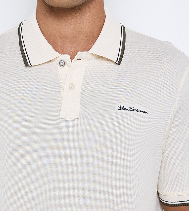 Contrast Tipping Short Sleeves Polo T-Shirt