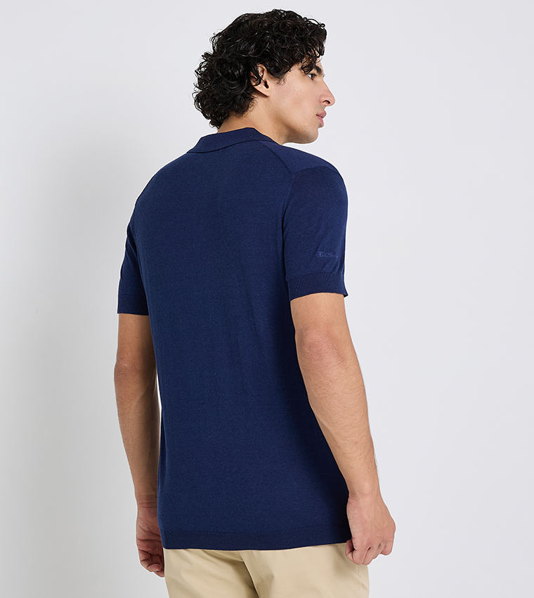Solid Short Sleeves Knitted Polo T-Shirt