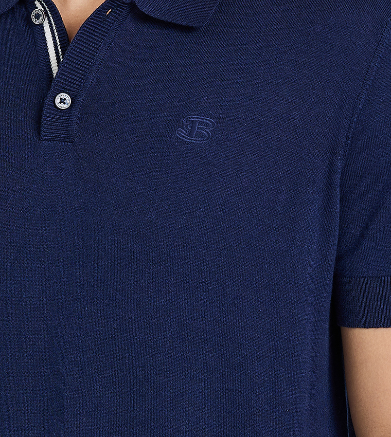 Solid Short Sleeves Knitted Polo T-Shirt