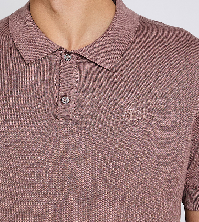 Solid Short Sleeves Knitted Polo T-Shirt