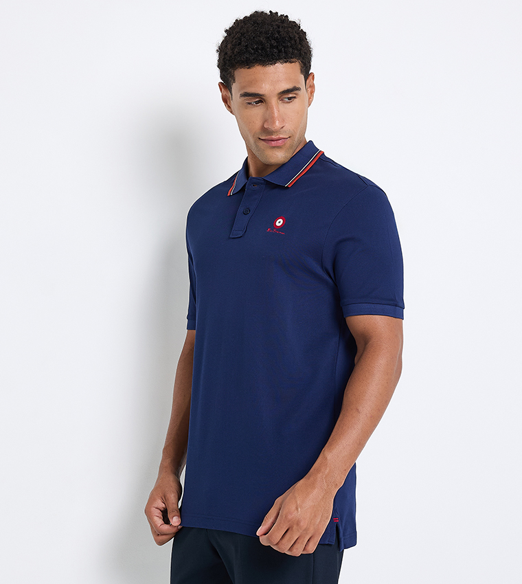 Contrast Tipping Short Sleeves Polo T-Shirt