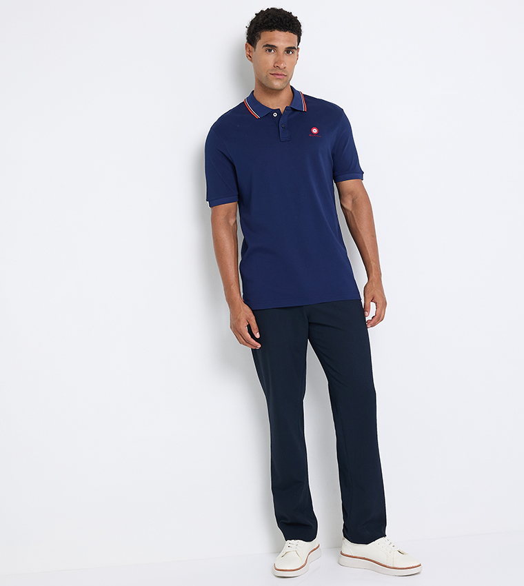 Contrast Tipping Short Sleeves Polo T-Shirt