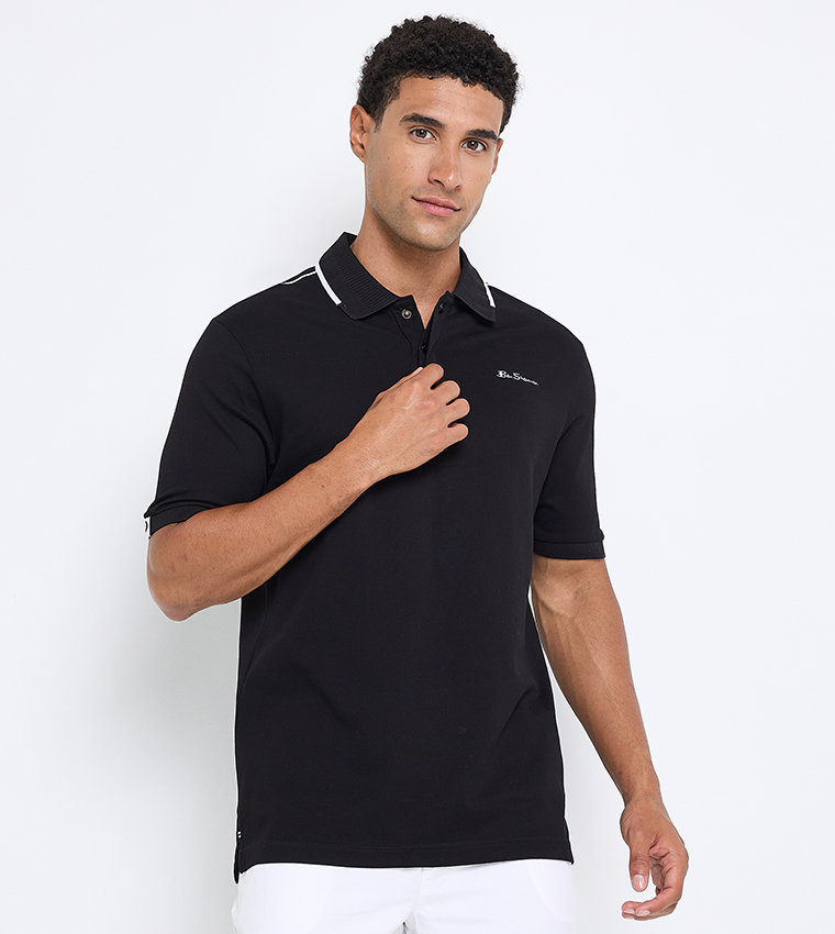 Contrast Tipping Short Sleeves Polo T-Shirt