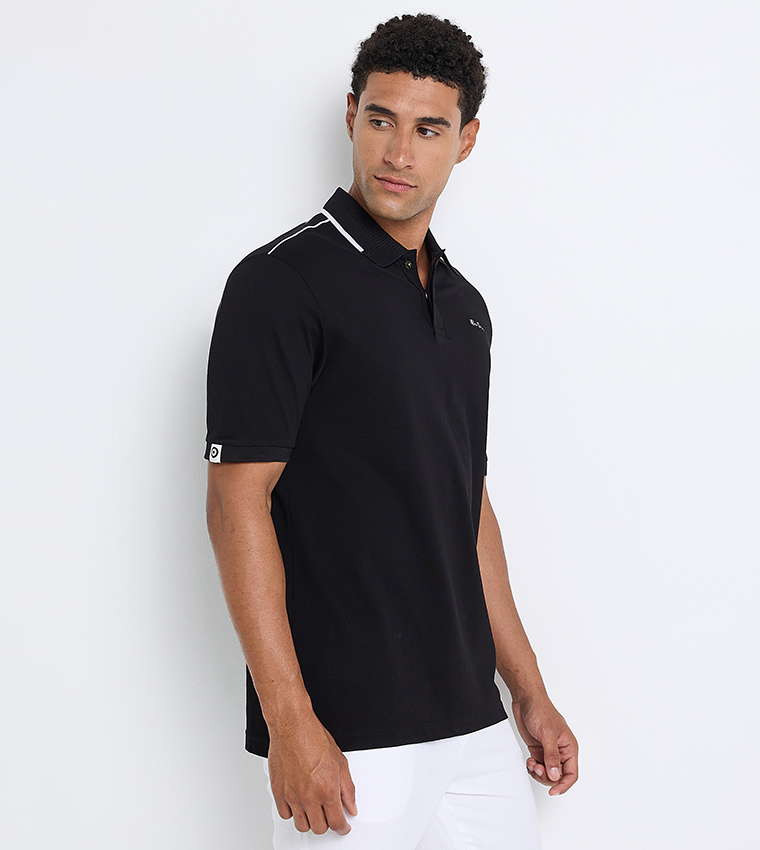 Contrast Tipping Short Sleeves Polo T-Shirt