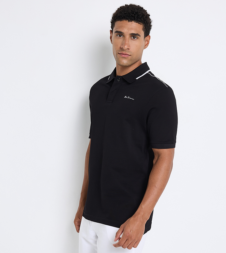 Contrast Tipping Short Sleeves Polo T-Shirt