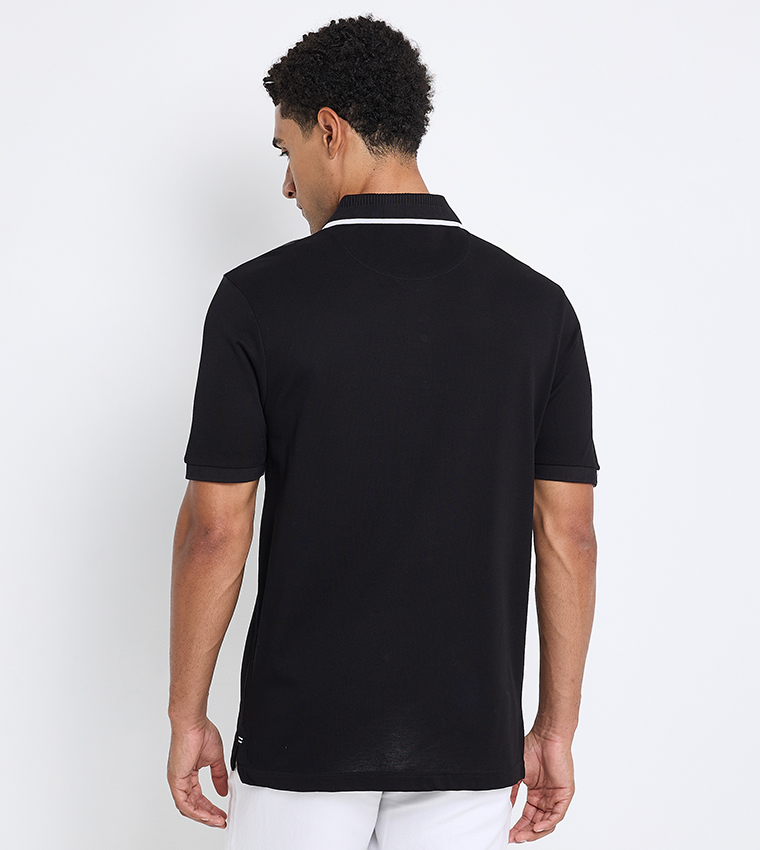 Contrast Tipping Short Sleeves Polo T-Shirt