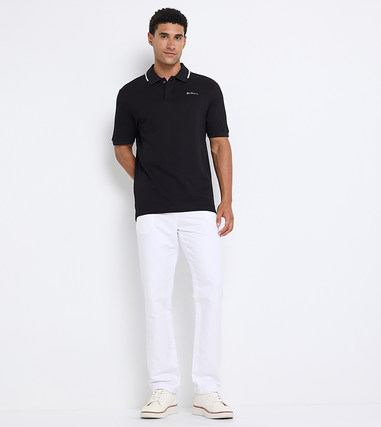 Contrast Tipping Short Sleeves Polo T-Shirt