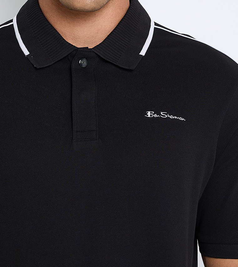 Contrast Tipping Short Sleeves Polo T-Shirt