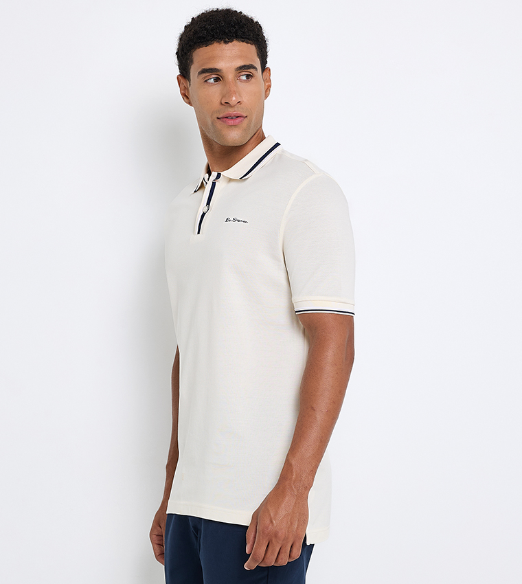 Contrast Tipping Short Sleeves Polo T-Shirt