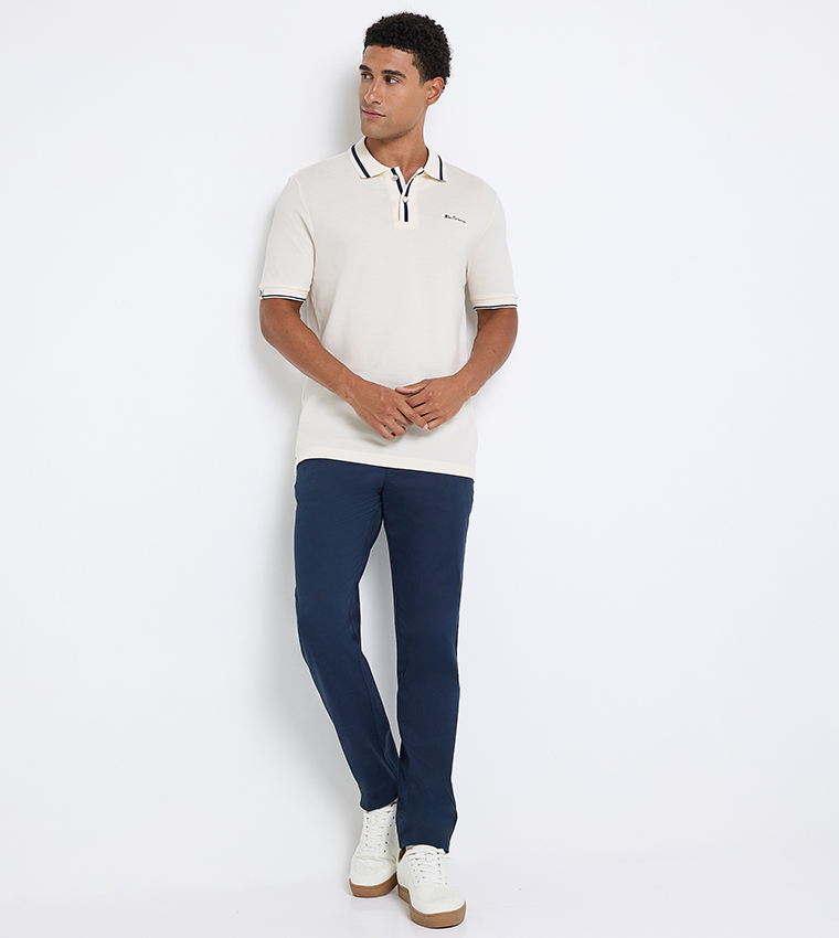 Contrast Tipping Short Sleeves Polo T-Shirt