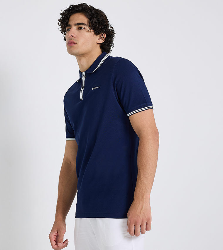 Contrast Tipping Short Sleeves Polo T-Shirt