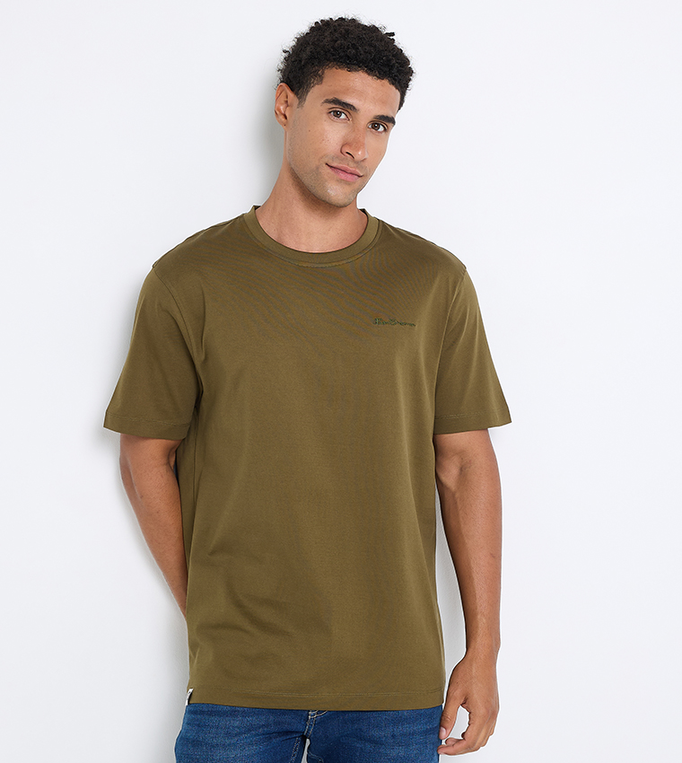 Solid Cotton Crew Neck T-Shirt