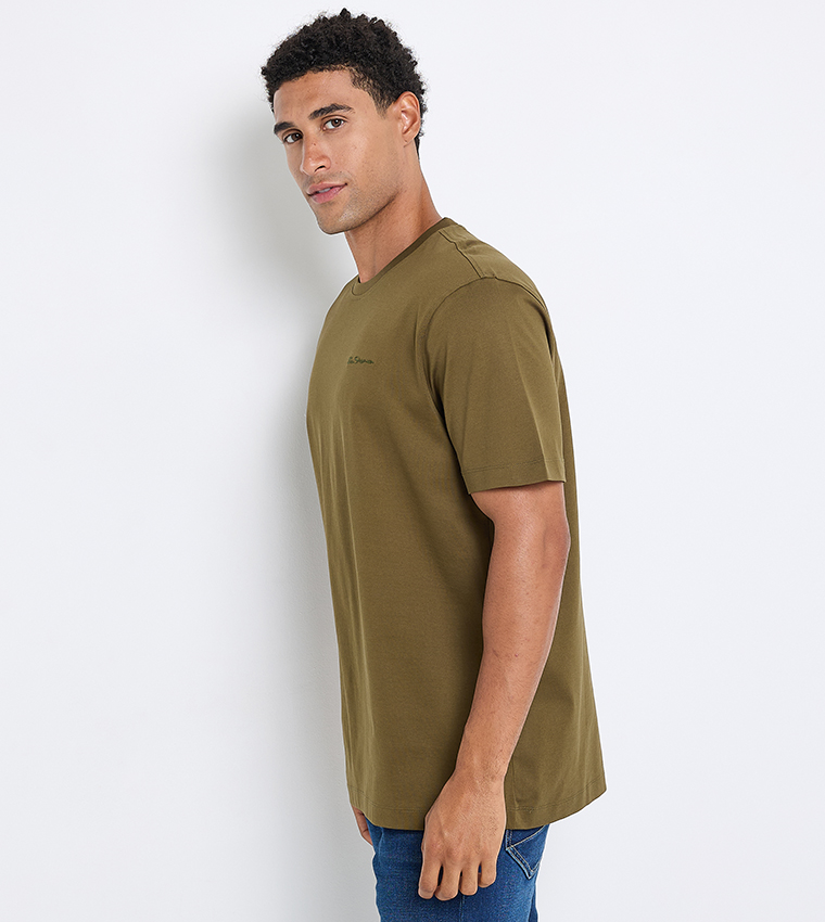 Solid Cotton Crew Neck T-Shirt