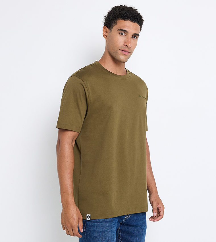 Solid Cotton Crew Neck T-Shirt