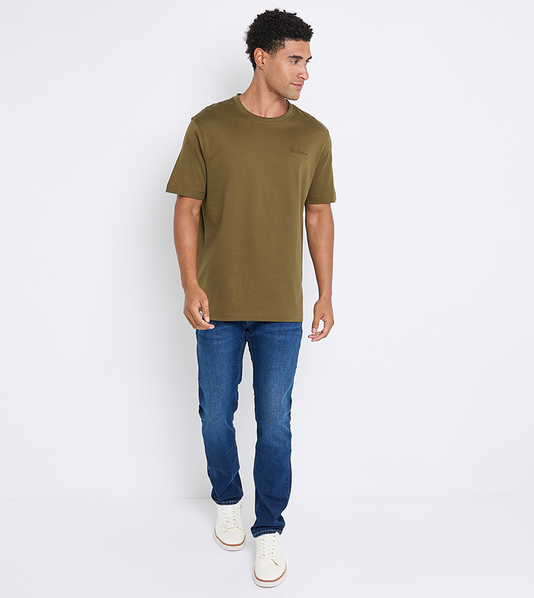 Solid Cotton Crew Neck T-Shirt
