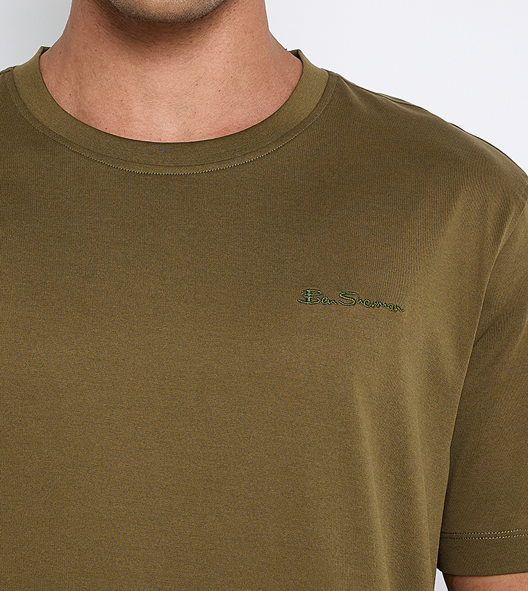 Solid Cotton Crew Neck T-Shirt