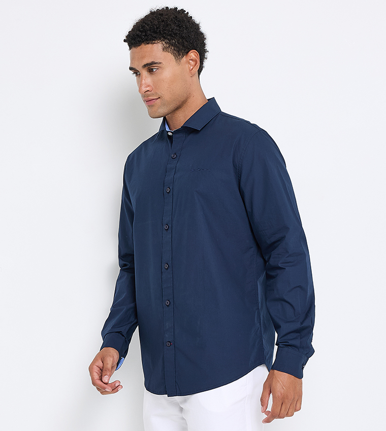 Solid Cotton Long Sleeves Shirt