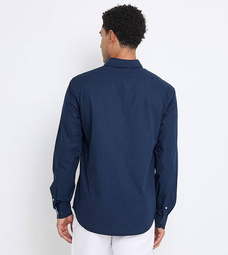 Solid Cotton Long Sleeves Shirt