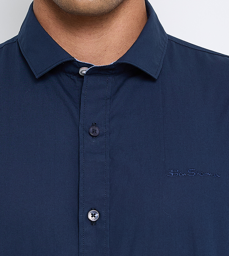 Solid Cotton Long Sleeves Shirt