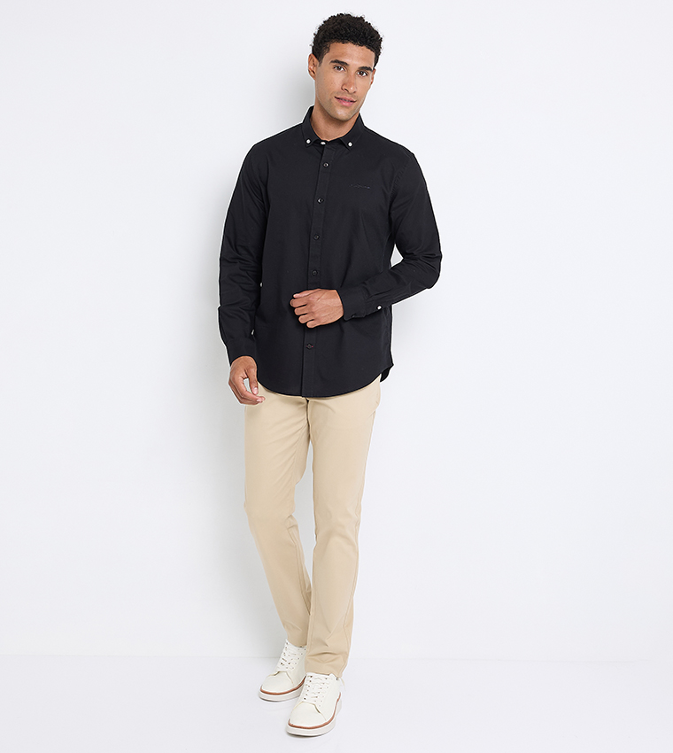 Solid Button-Down Collar Shirt 