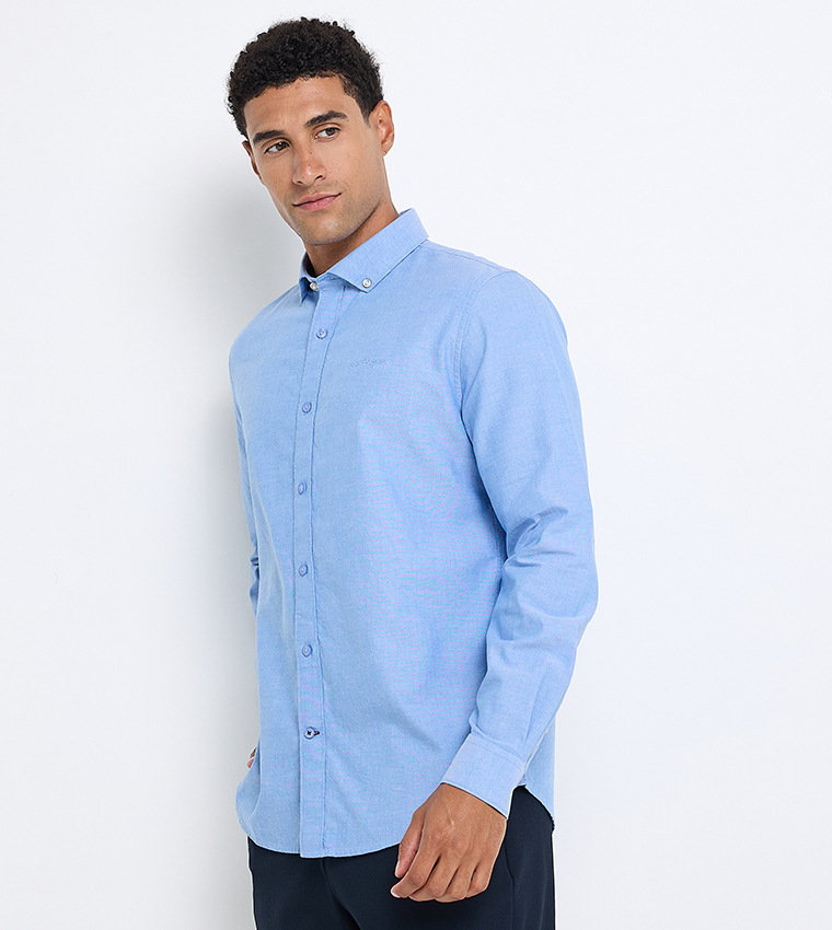 Solid Button-Down Collar Shirt 