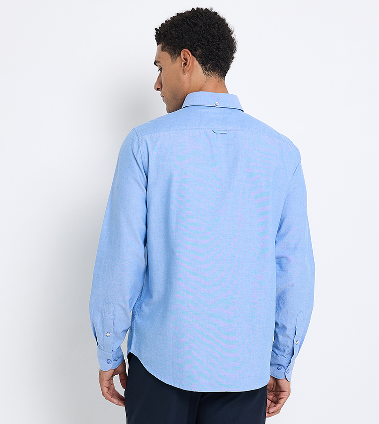 Solid Button-Down Collar Shirt 