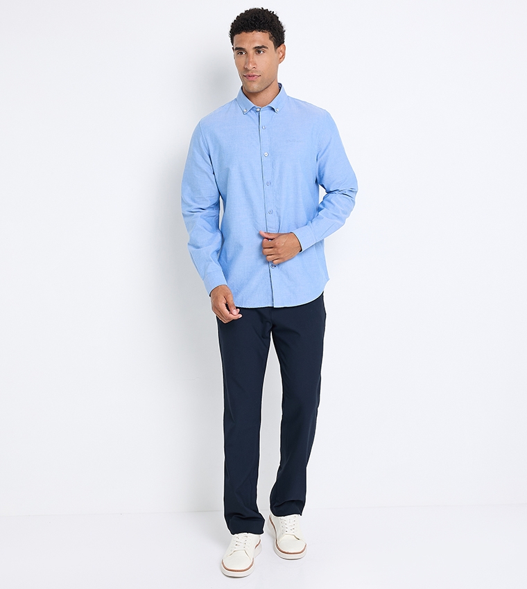 Solid Button-Down Collar Shirt 