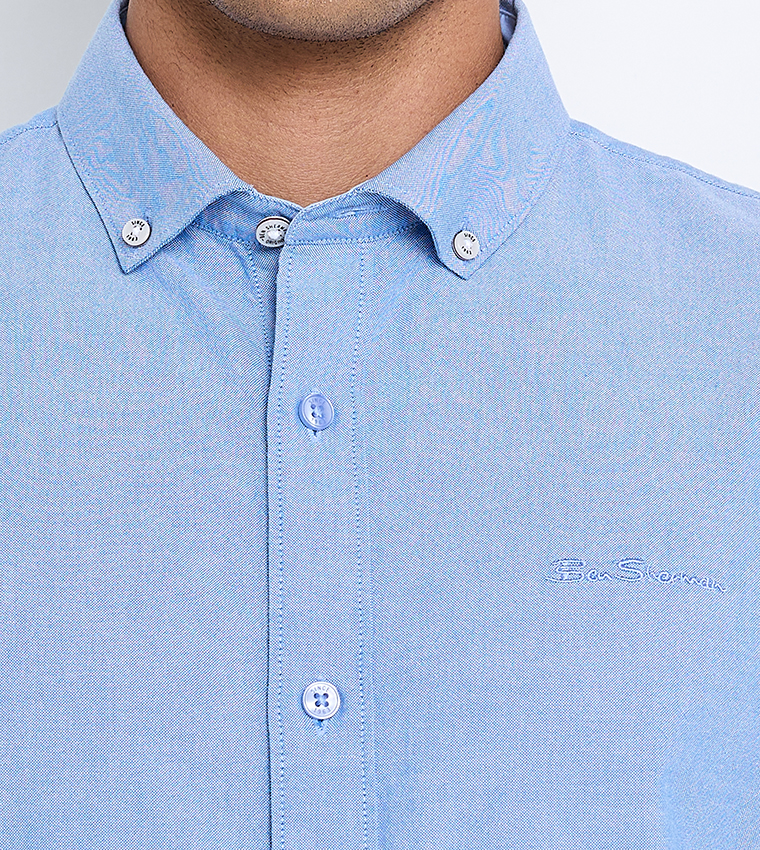 Solid Button-Down Collar Shirt 