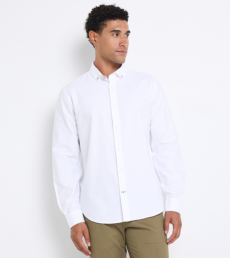 Solid Button-Down Collar Shirt 