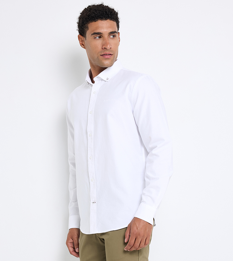 Solid Button-Down Collar Shirt 