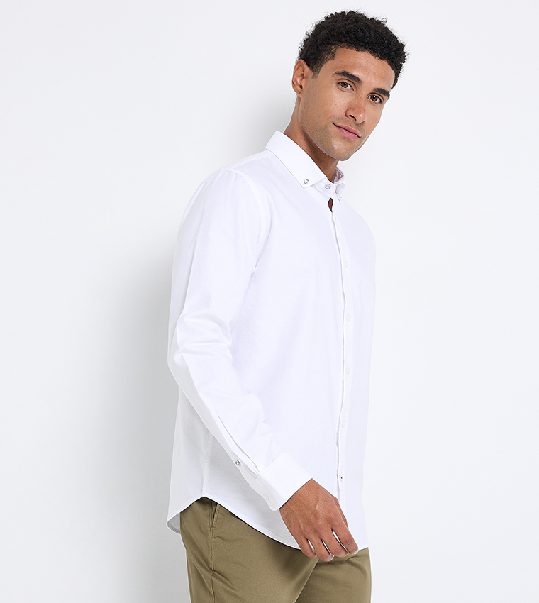 Solid Button-Down Collar Shirt 