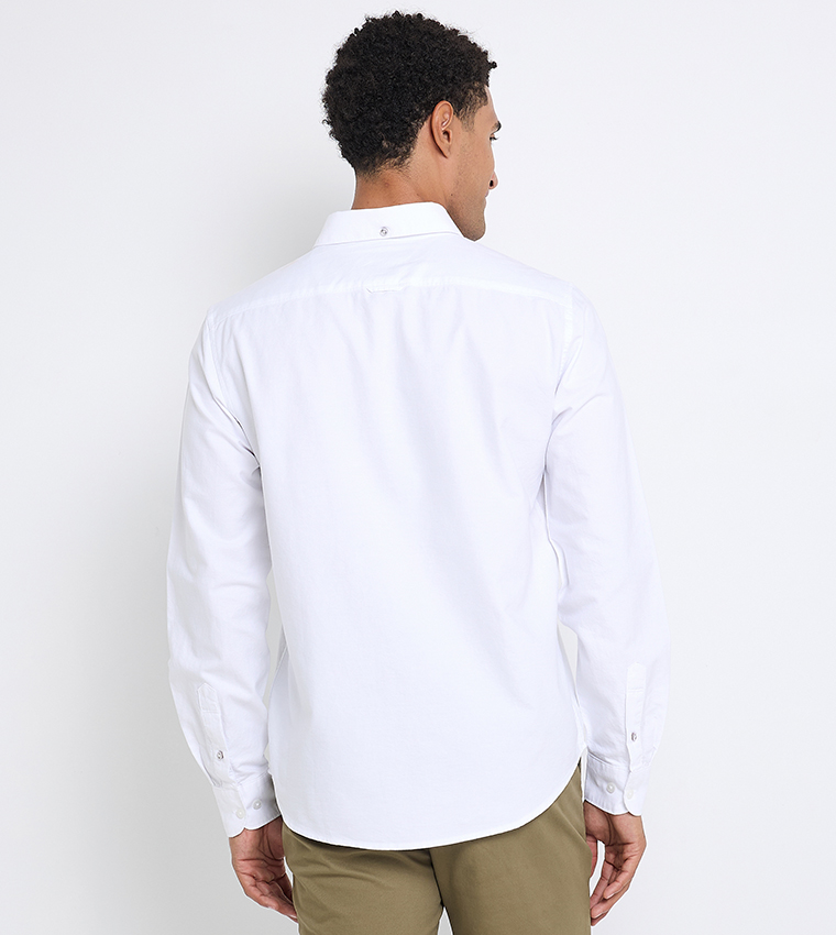 Solid Button-Down Collar Shirt 